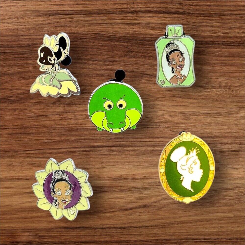 5 Princess and the Frog Disney Parks Trading Pins, Plus 2 Bonus Pins